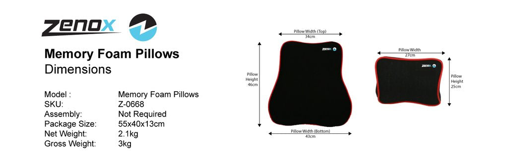 Zenox Memory Foam Pillow Back Cushion Set
