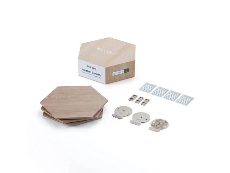 Nanoleaf Elements – Hexagon Expansion Kit Wood Grain Hexagonal Smart Lighting Panel (3 Refills)